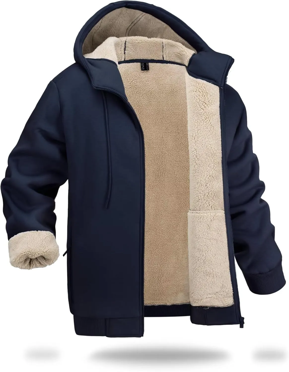 Boladeci Men's Sherpa Lined Hoodie Jacket Winter Warm Heavy Weight Zip Up Hooded Sweatshirt Thick Fleece Coats