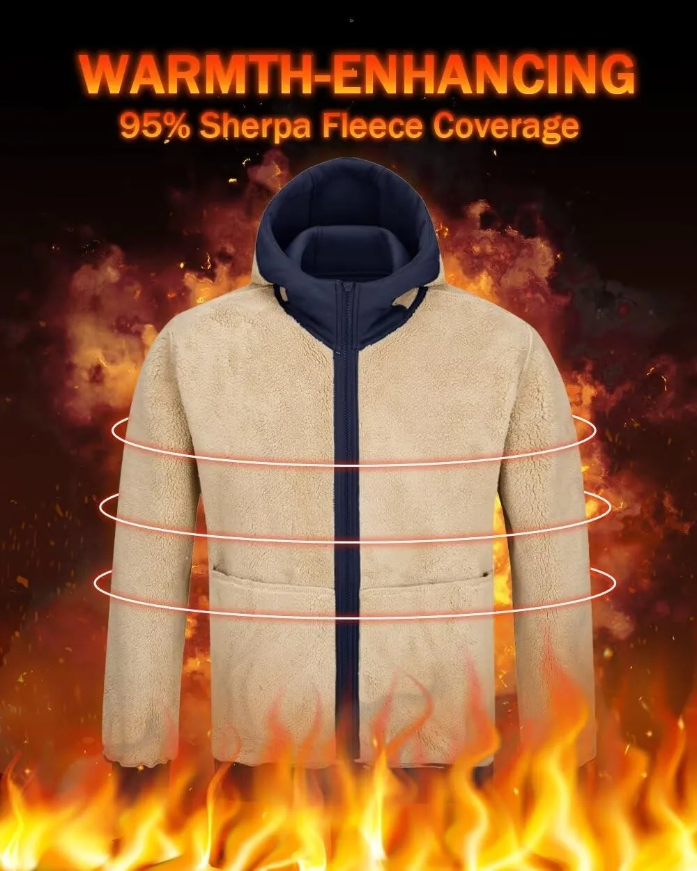 Boladeci Men's Sherpa Lined Hoodie Jacket Winter Warm Heavy Weight Zip Up Hooded Sweatshirt Thick Fleece Coats