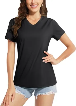 Boladeci Women's Short Sleeve V Neck Sun Shirts UPF 50 UV Protection Quick Dry Tees Workout Summer Tops