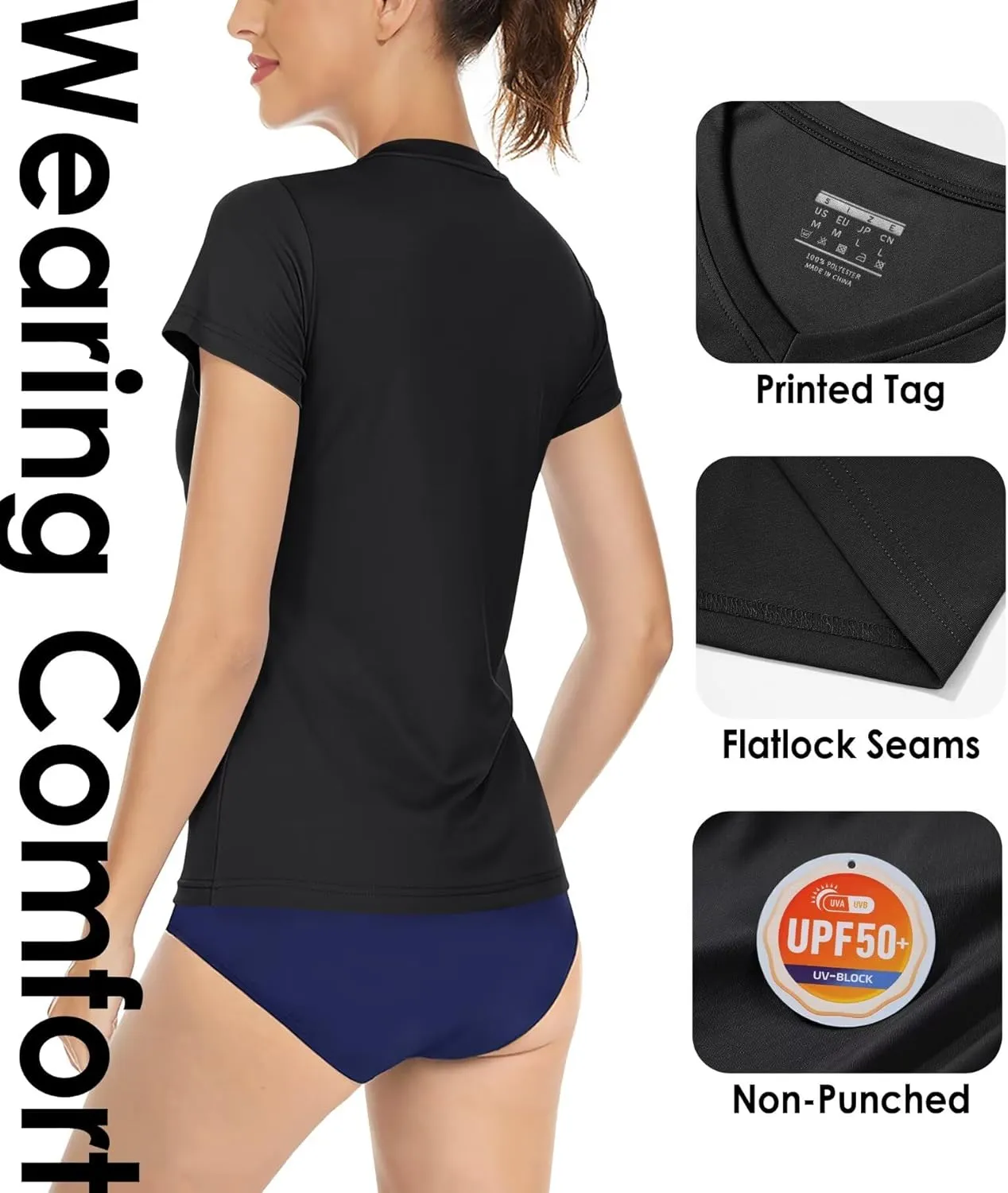 Boladeci Women's Short Sleeve V Neck Sun Shirts UPF 50 UV Protection Quick Dry Tees Workout Summer Tops