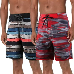 BOOMCOOL Mens Swim Trunks 2 Pcaks Swim Shorts Boardshorts Beach Shorts with Funny Swimwear Bathing Suits for Men