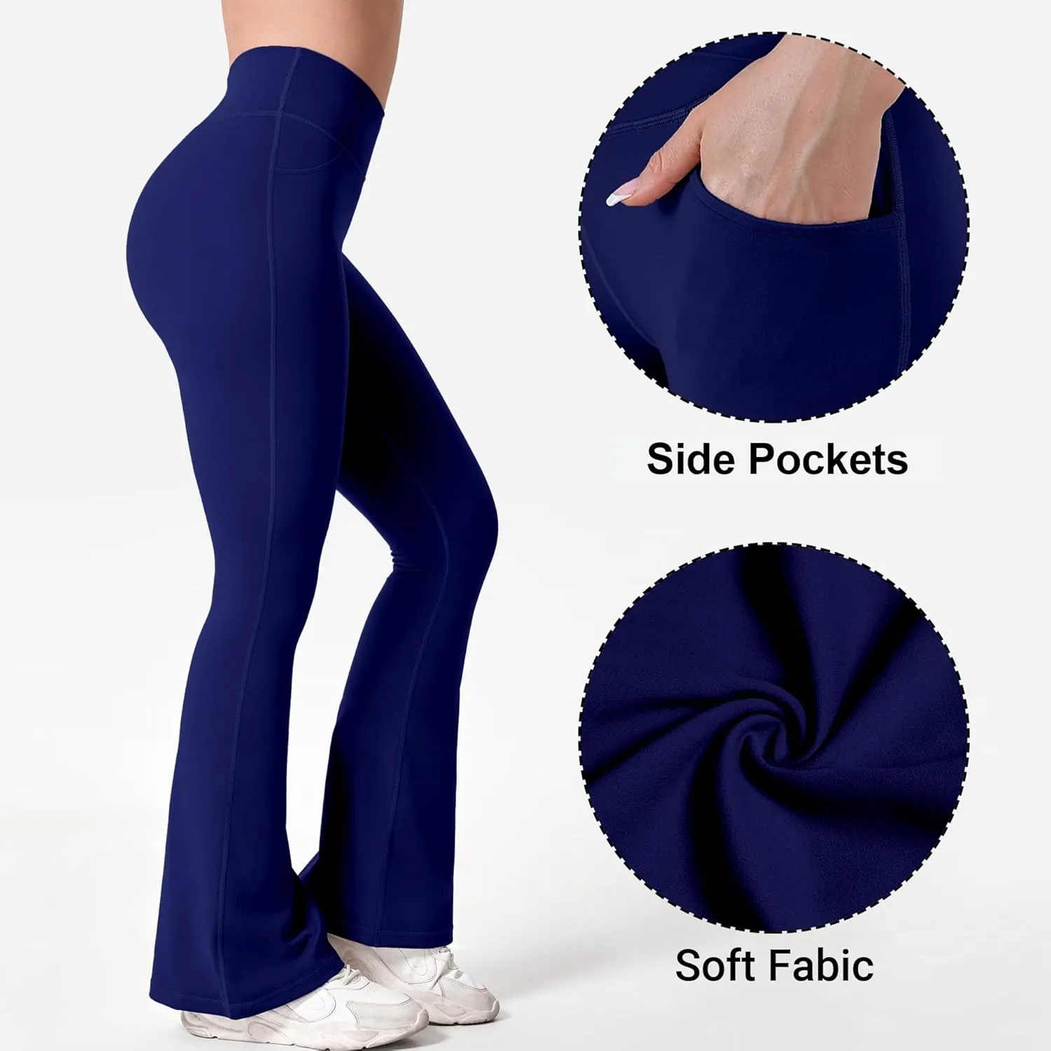 BOOVET Women's Flare Yoga Pants with Pockets Crossover High Waisted Bootcut Flare Yoga Leggings Tummy Control Workout Pants