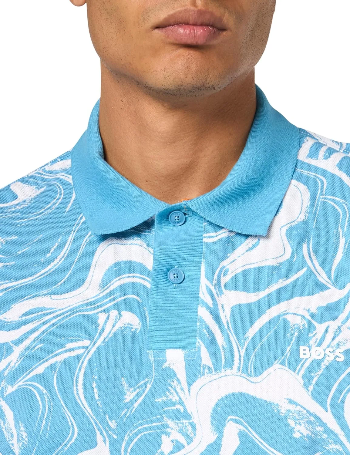 BOSS Men's Printed Cotton Short Sleeve Polo Shirt