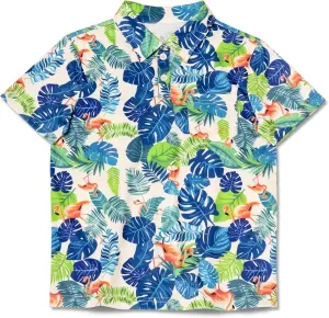 Boys Hawaiian Shirt Polo Tropical Kid Aloha Golf Uniform Short Sleeve Printed Tee Summer Beach Vacation Graphic Top