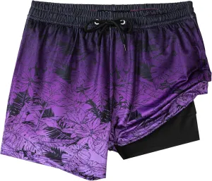 Boys Swim Trunks with Compression Liner Boys Stretch Swim Shorts Quick Dry 2 in 1 Beach Shorts 4-17 Y