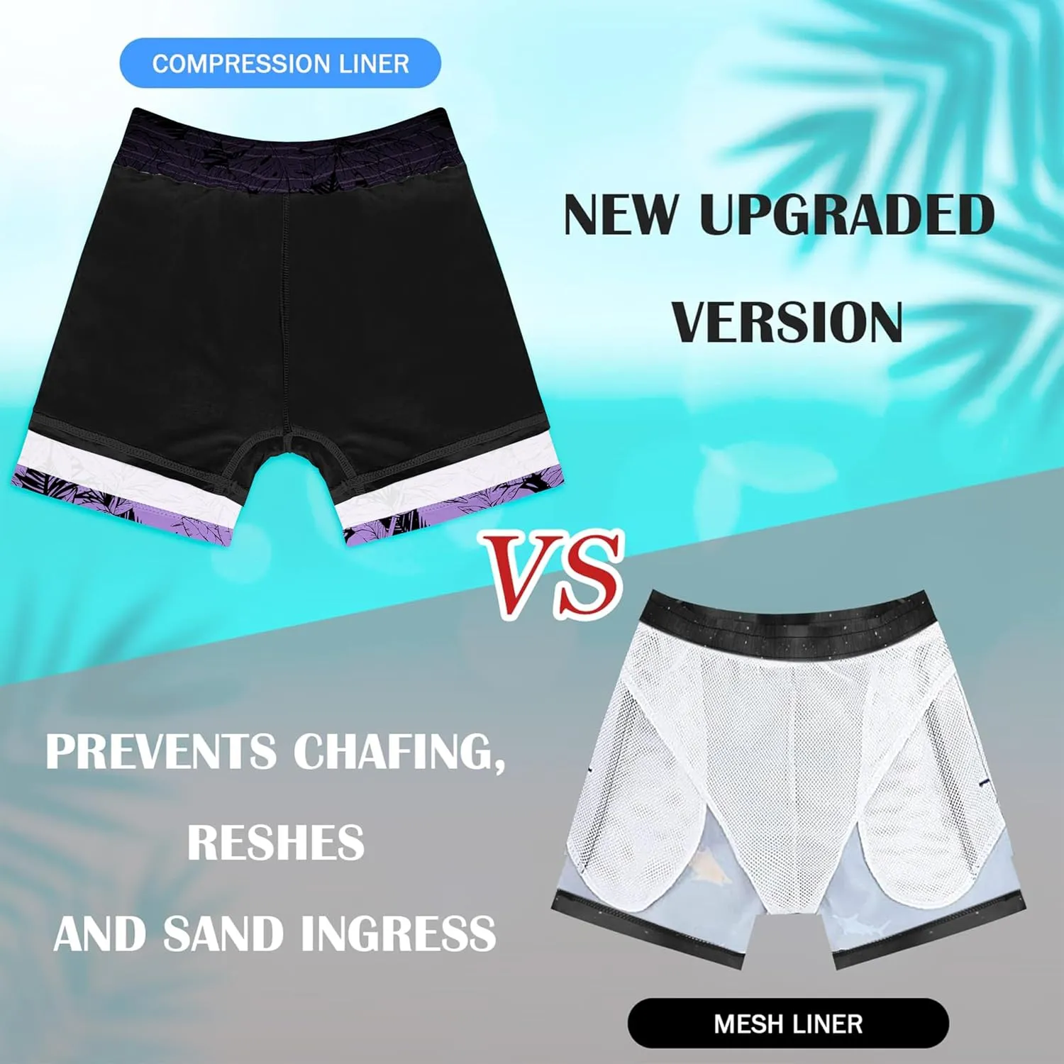 Boys Swim Trunks with Compression Liner Boys Stretch Swim Shorts Quick Dry 2 in 1 Beach Shorts 4-17 Y