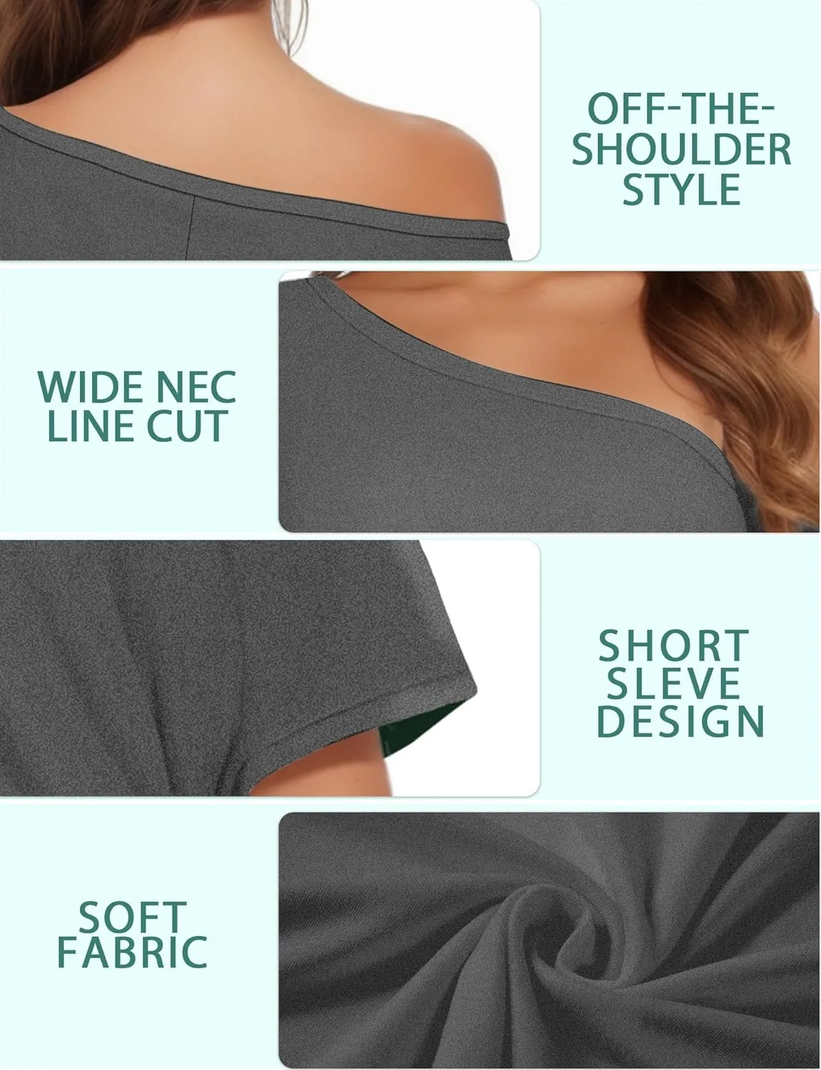Buauty Womens Summer Off Shoulder Tops Casual Loose Short Sleeve T Shirts One Shoulder Tops Trendy Sexy Cute Tunic Tee