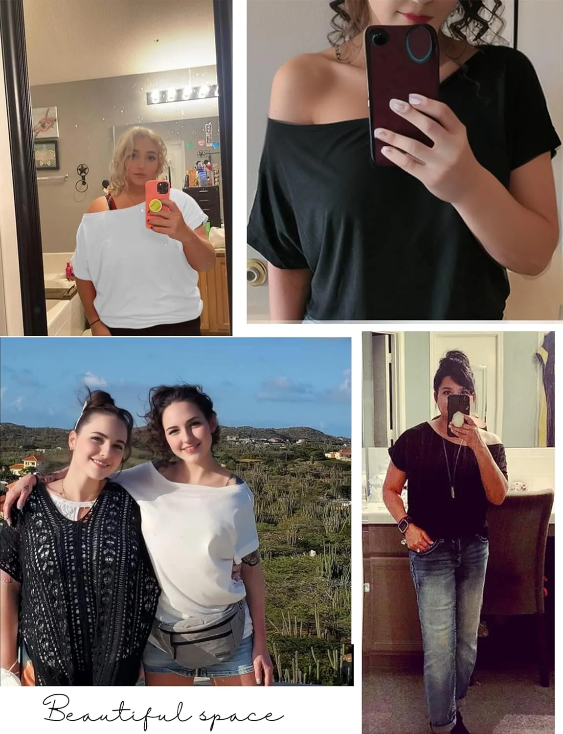 Buauty Womens Summer Off Shoulder Tops Casual Loose Short Sleeve T Shirts One Shoulder Tops Trendy Sexy Cute Tunic Tee