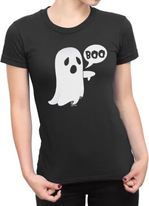 buzz shirts Boo Ghost - Mens Womens Unisex Spooky Halloween Organic Cotton T-Shirt