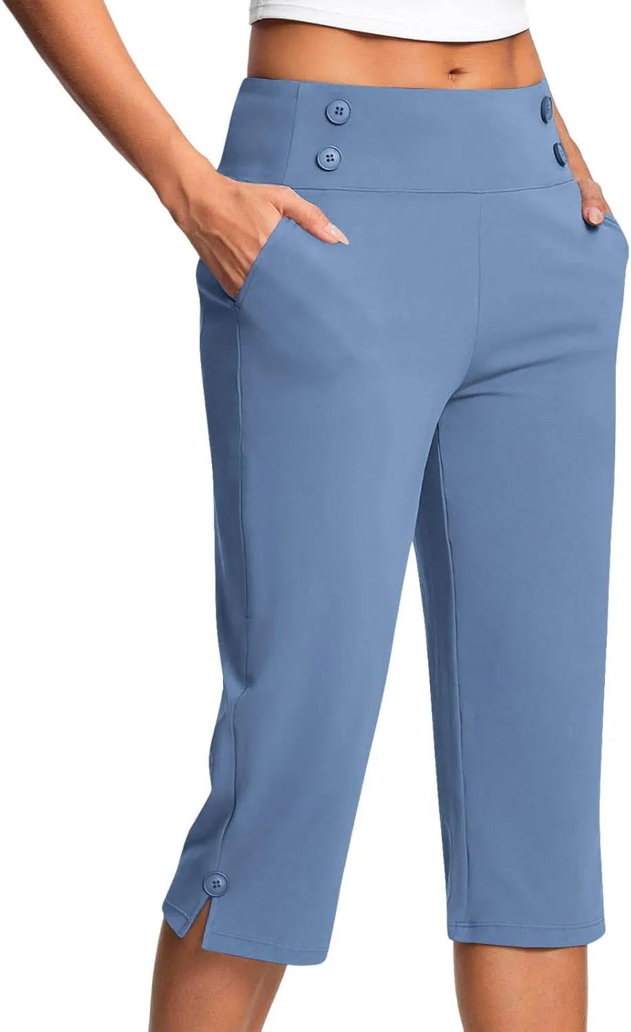 Capri Pants for Women High Waist Stretch Crop Work Casual Pant Summer Golf Capris Pants for Women with Pockets