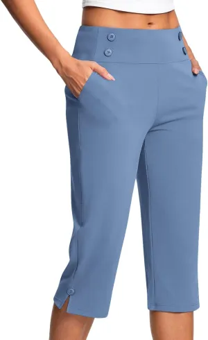 Capri Pants for Women High Waist Stretch Crop Work Casual Pant Summer Golf Capris Pants for Women with Pockets