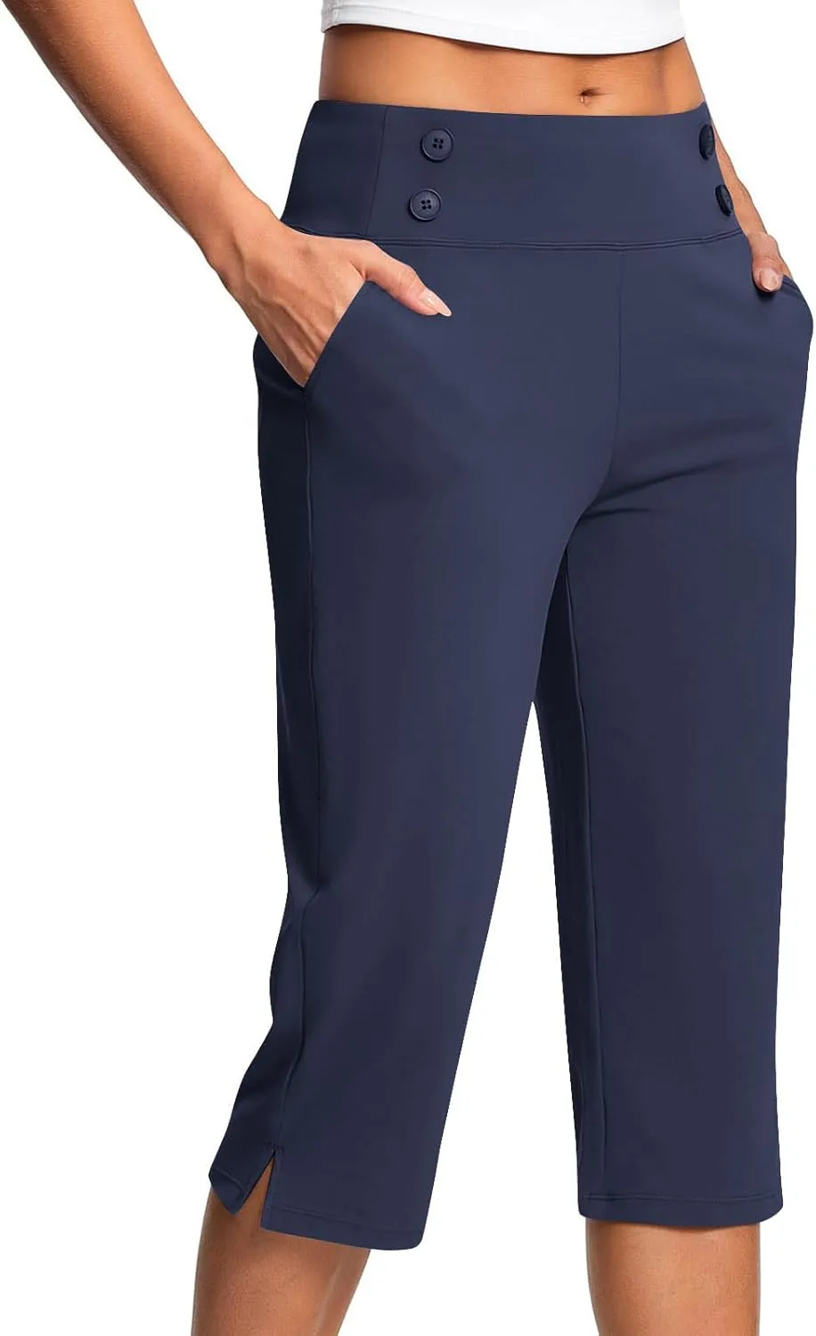 Capri Pants for Women High Waist Stretch Crop Work Casual Pant Summer Golf Capris Pants for Women with Pockets