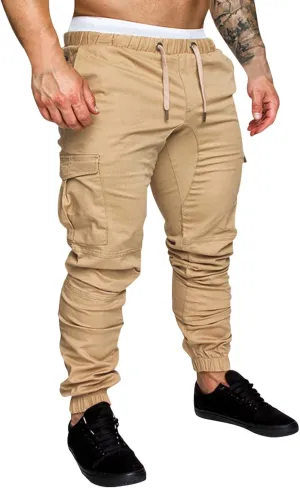 Cargo Joggers for Men Slim Fit Elastic Waist Outdoor Jogging Sweatpants Hiking Work Casual Pants Multi Pockets