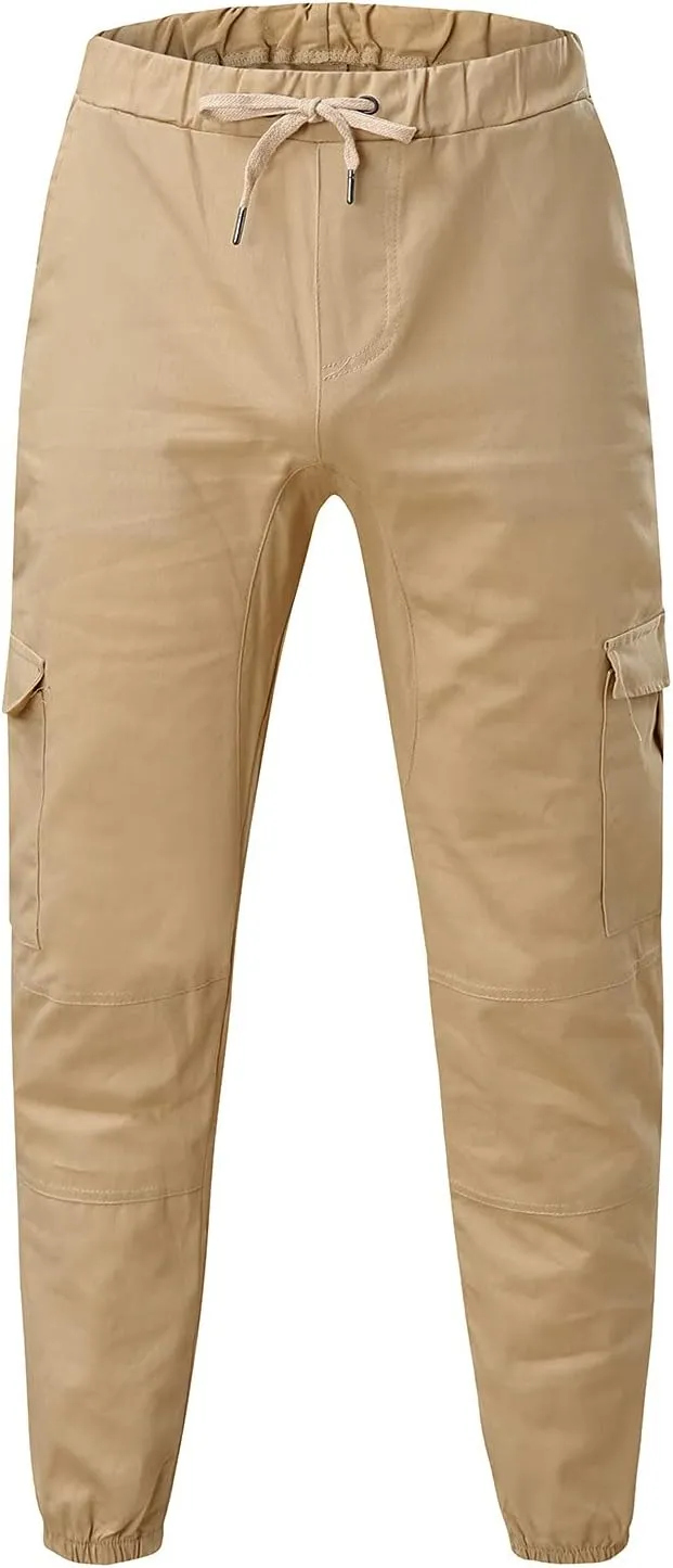 Cargo Joggers for Men Slim Fit Elastic Waist Outdoor Jogging Sweatpants Hiking Work Casual Pants Multi Pockets