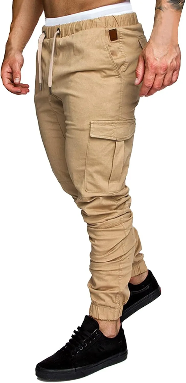 Cargo Joggers for Men Slim Fit Elastic Waist Outdoor Jogging Sweatpants Hiking Work Casual Pants Multi Pockets