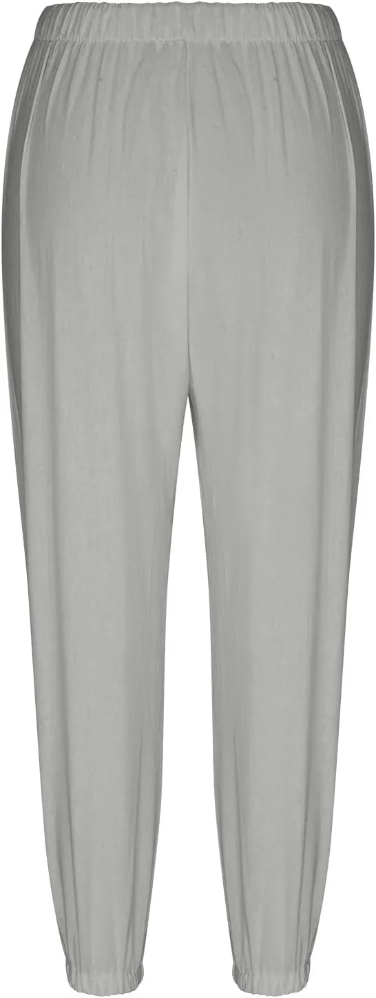 Ceboyel Womens Drawstring Linen Pants High Waist Boho Pant Summer Casual Trousers Dressy Casual Beach Outfits 2023