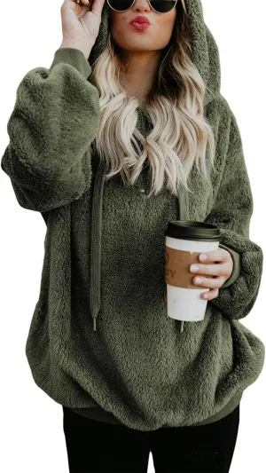Century Star Womens Hoodies Fuzzy Hooded Sweatshirt Zipper Fleece Hoodie Pullover Sherpa Sweater Fluffy Coat
