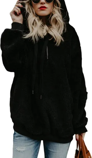 Century Star Womens Hoodies Fuzzy Hooded Sweatshirt Zipper Fleece Hoodie Pullover Sherpa Sweater Fluffy Coat