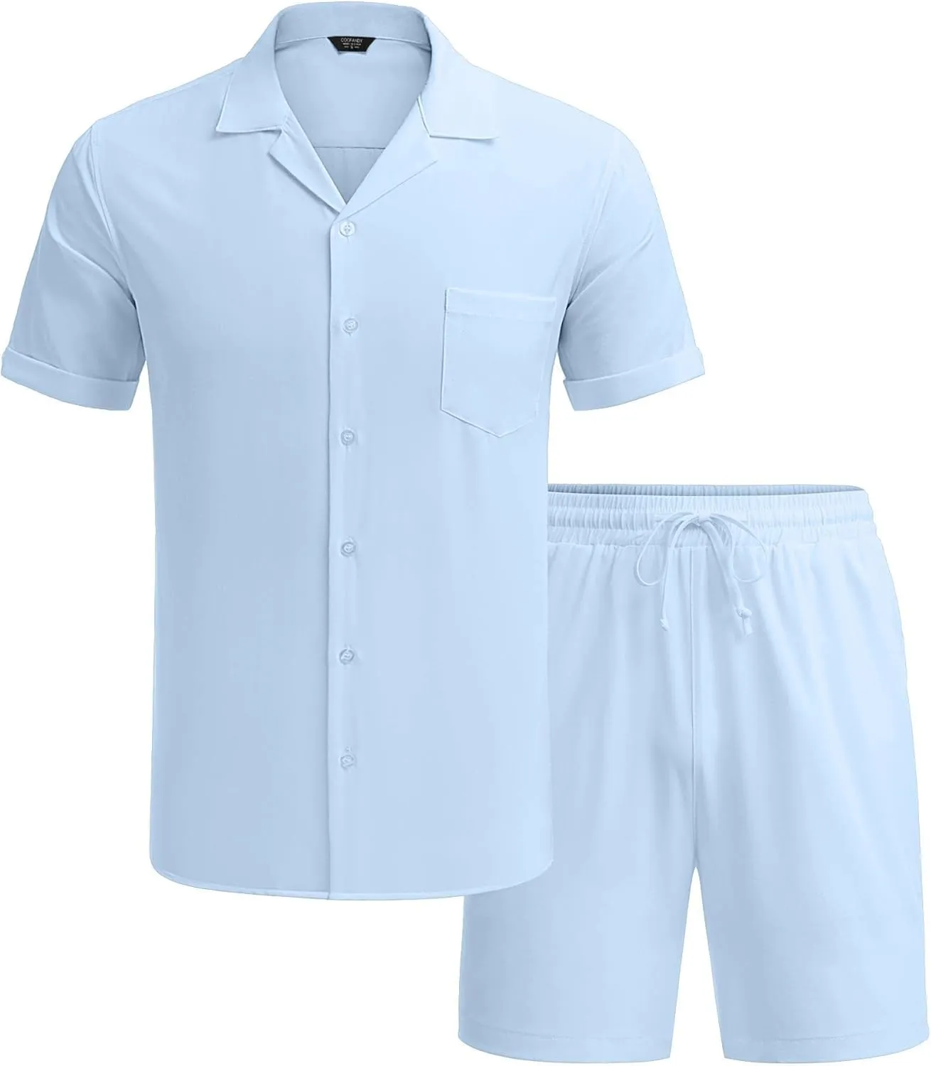 COOFANDY Men's 2 Pieces Shirt Set Short Sleeve Button Down Casual Hippie Holiday Beach T-Shirts Shorts Outfits