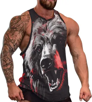 Cool Animals Print Tank Tops for Men Workout Muscle Novelty Funny Loose Fit Summer Casual Mens Sleeveless Tee Shirts