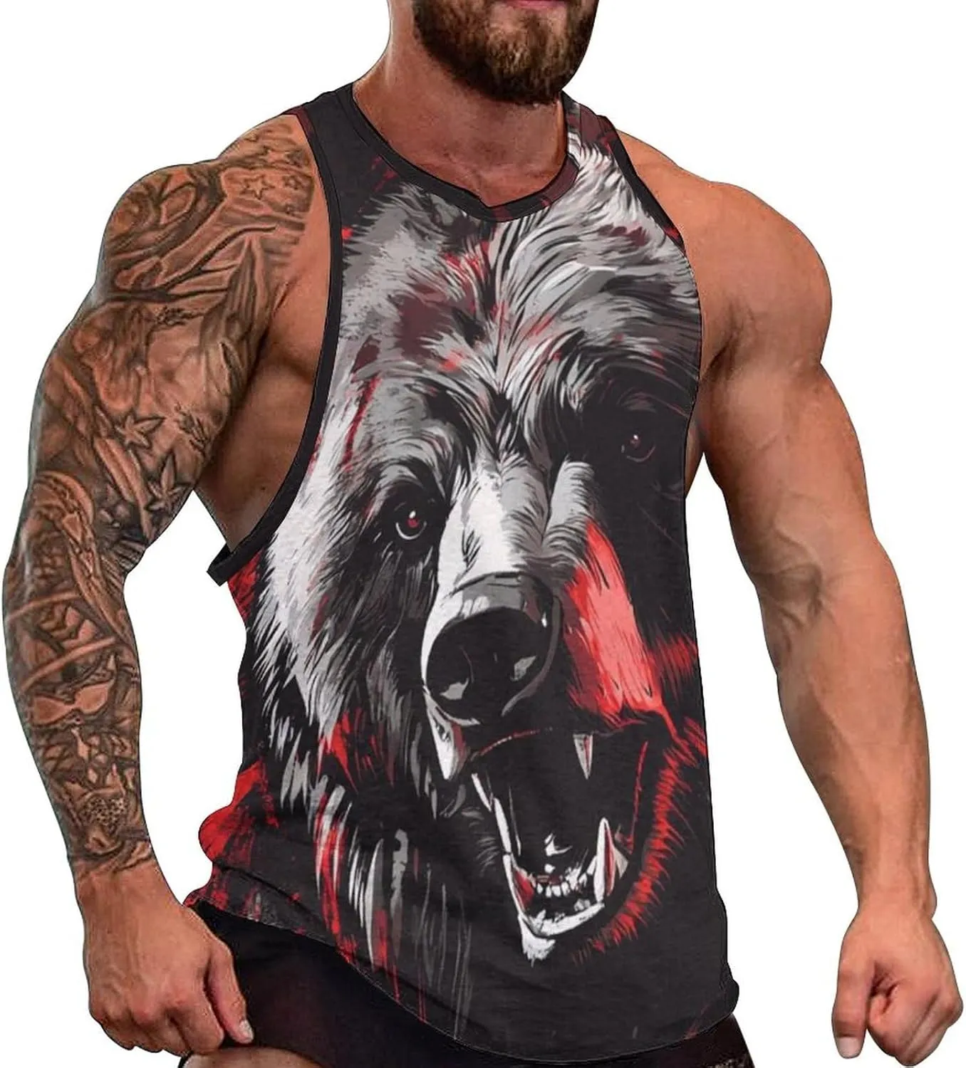 Cool Animals Print Tank Tops for Men Workout Muscle Novelty Funny Loose Fit Summer Casual Mens Sleeveless Tee Shirts