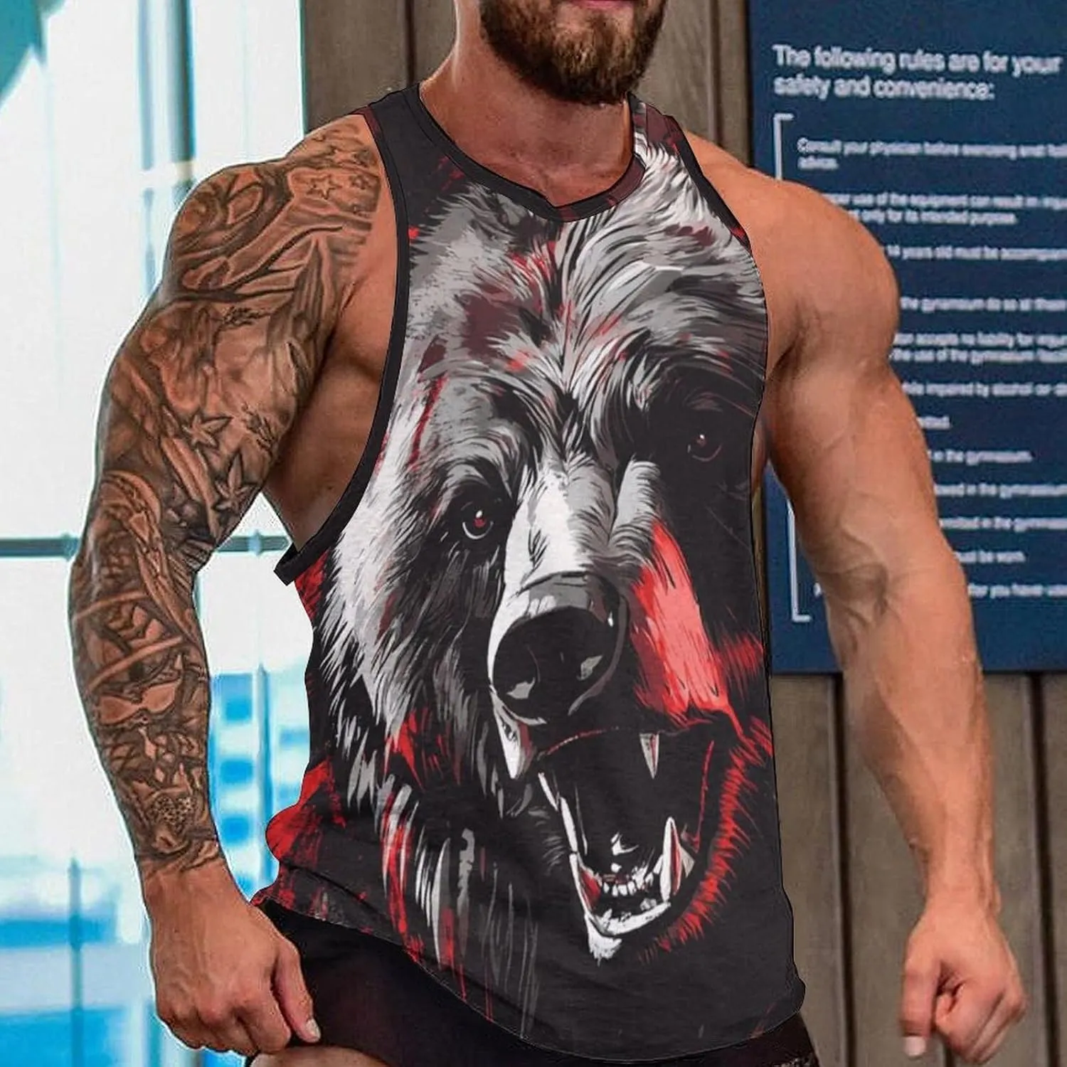 Cool Animals Print Tank Tops for Men Workout Muscle Novelty Funny Loose Fit Summer Casual Mens Sleeveless Tee Shirts