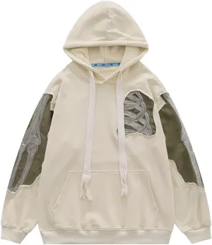 COOLMONAR Men's Vintage Oversized Embroidery y2k Hoodie Streetwear Zip-Up Hoodies Sweatshirt Casual Hooded