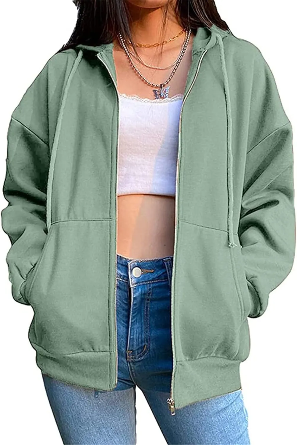 COOLMONAR Women Y2K Hoodie Y2K Athletic Workout Basic Casual Sweatshirt Harajuku Zip Up Hoodies