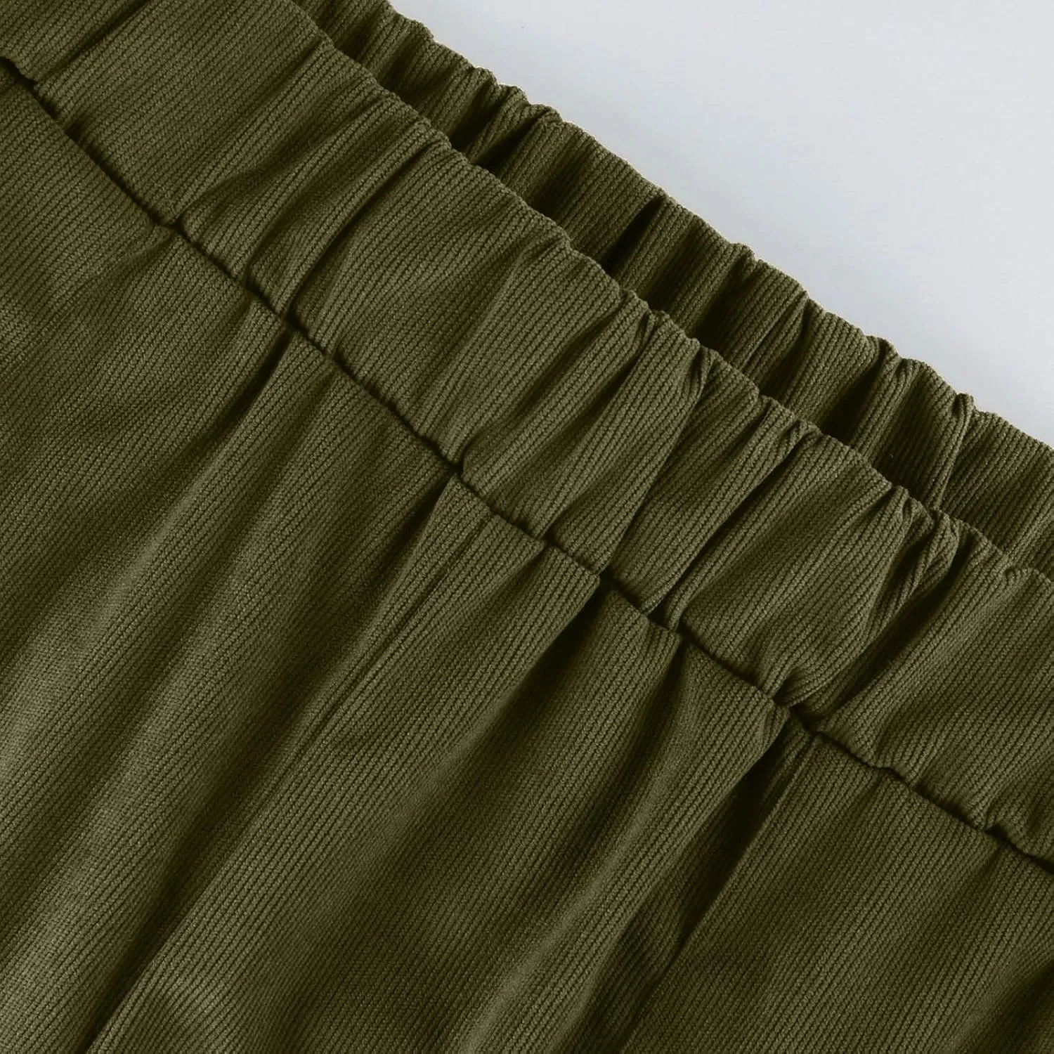 Corduroy Pants Women Fall Elastic High Waist Straight Wide Leg Pants Fall Winter Lounge Trousers with Pockets