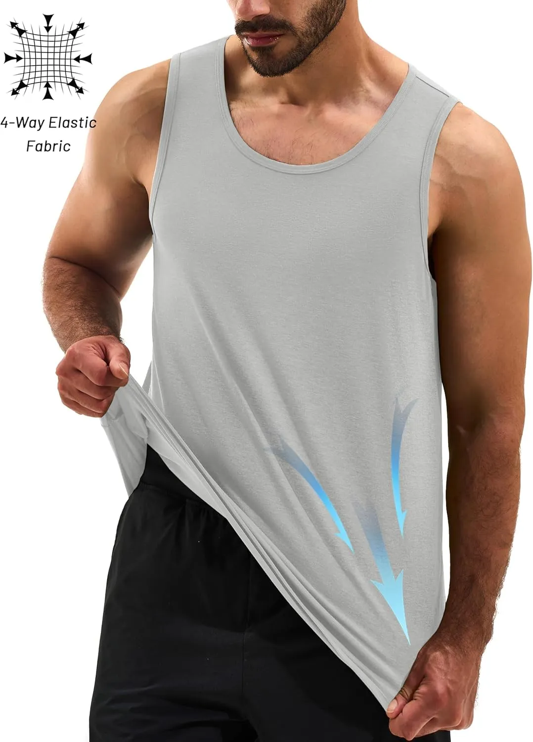Cotrasen Men's Tank Top UPF 50  Cotton Sleeveless Shirt Moisture Wicking Bodybuilding Gym Workout Shirts Cooling Muscle Tee