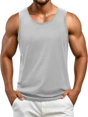 Cotrasen Men's Tank Top UPF 50  Cotton Sleeveless Shirt Moisture Wicking Bodybuilding Gym Workout Shirts Cooling Muscle Tee