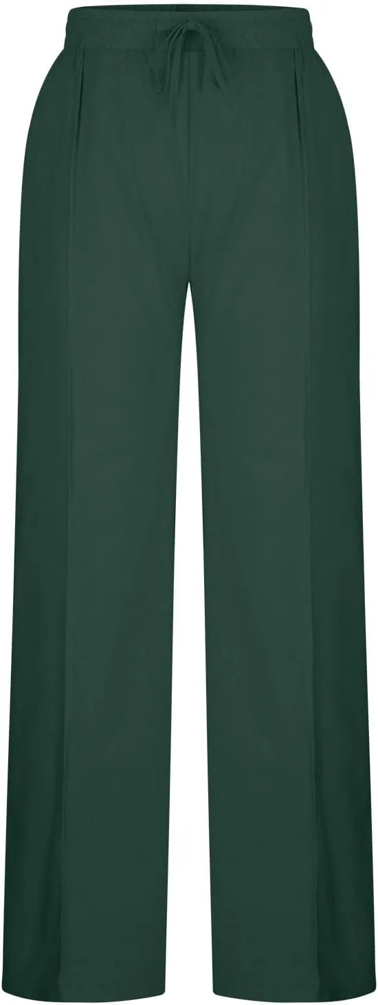 Cotton Linen Pants for Women Drawstring Waist Wide Leg Lounge Palazzo Pants Summer Casual Loose Trousers
