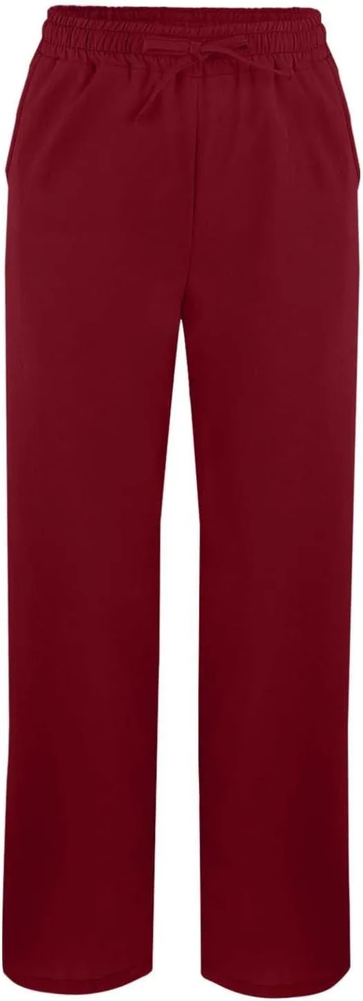 Cotton Linen Pants Women Elastic Drawstring High Waisted Pants Baggy Wide Leg Side Slit Boho Beach Pants with Pockets