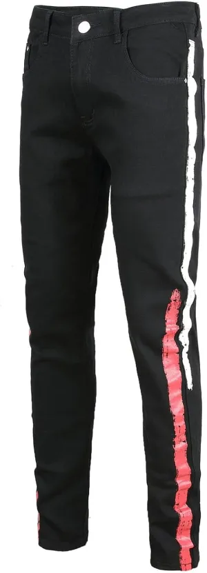 Cotton Straight Ripped Jeans for Men 2023 Fashion Slim Stretch Buckle Zipper Solid Denim Trousers Skinny-Fit Pant