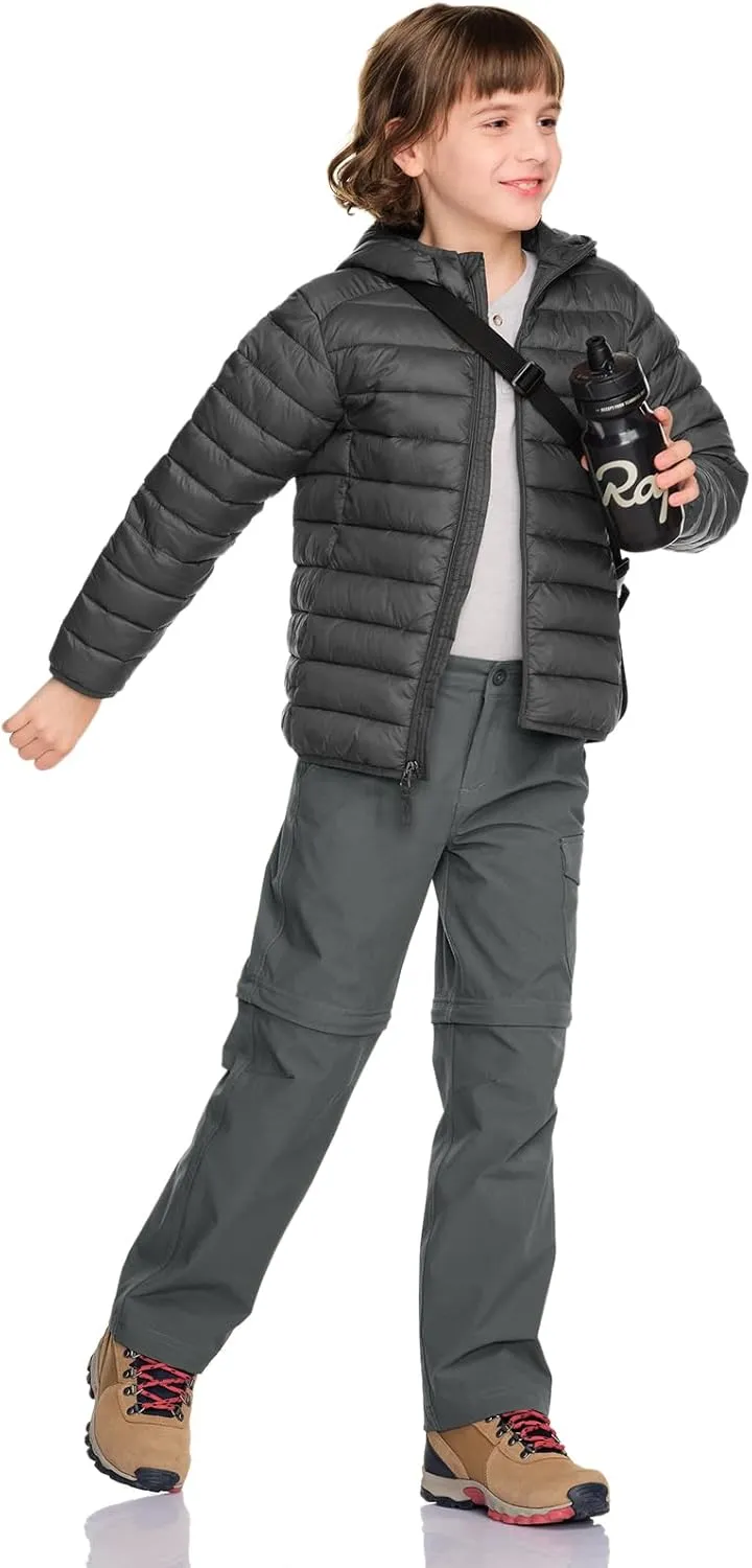 CQR Kids Youth Hiking Cargo Pants, UPF 50  Quick Dry Convertible Zip Off Pants, Outdoor Camping Pants