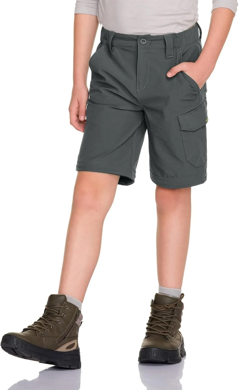 CQR Kids Youth Hiking Cargo Pants, UPF 50  Quick Dry Convertible Zip Off Pants, Outdoor Camping Pants