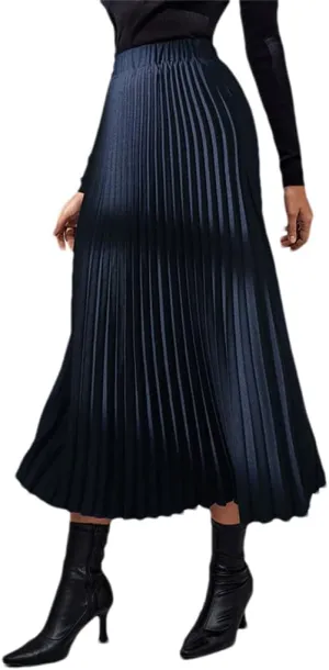 DBFBDTU Spring Summer Solid Color Pleated Skirt for Women Casual Loose Midi Skirt Ladies Office Skirts