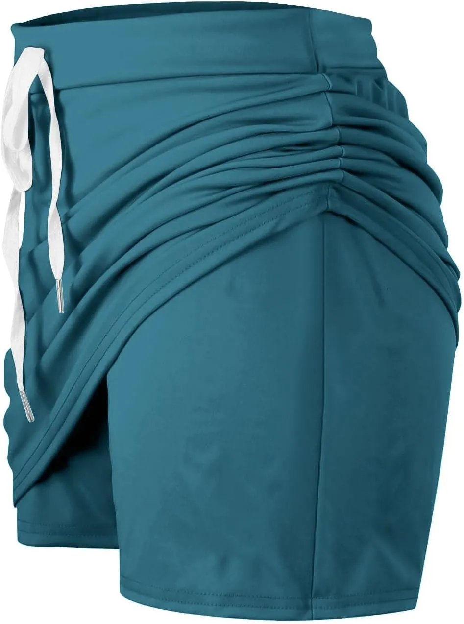 DDAPJ pyju Tennis Skirts for Women Summer Drawstring High Waisted Golf Skorts Running Athletic Skorts for Pickleball Casual