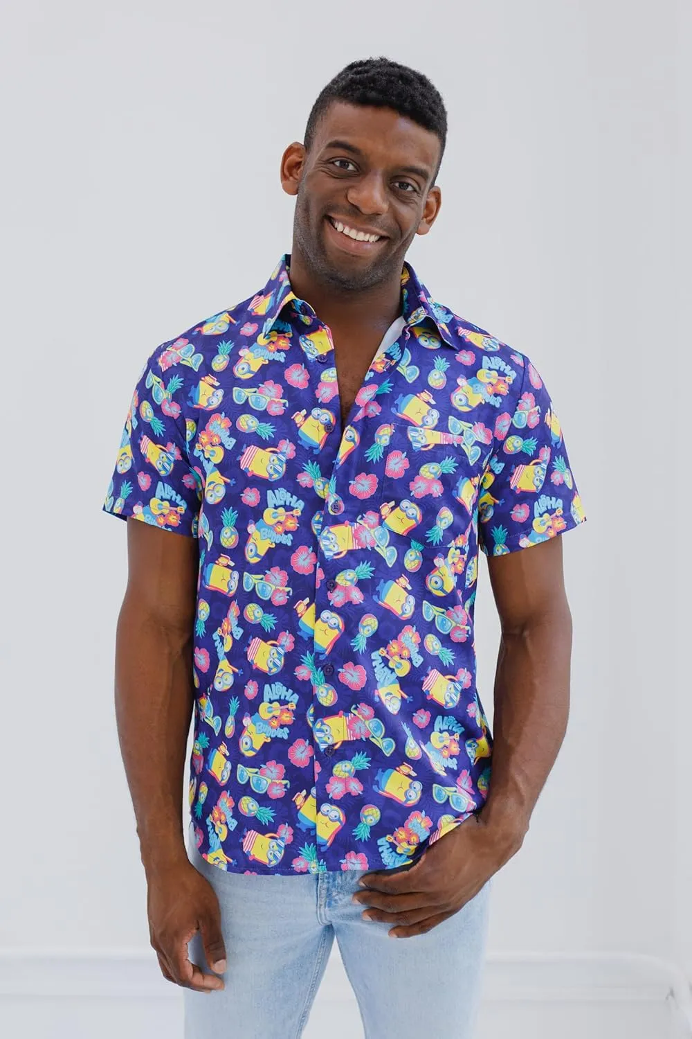 Despicable Me Minions Hawaiian Button Down Dress Shirt Matching Family Toddler to Adult