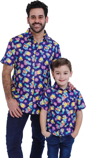 Despicable Me Minions Hawaiian Button Down Dress Shirt Matching Family Toddler to Adult