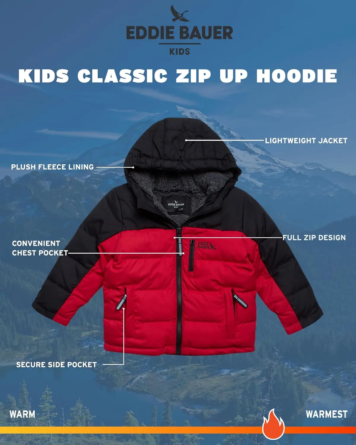 Eddie Bauer Toddler Winter Jacket - Heavyweight Quilted Down Jacket, Insulated Hooded Coat for Toddler Boys and Girls (2T-4T)