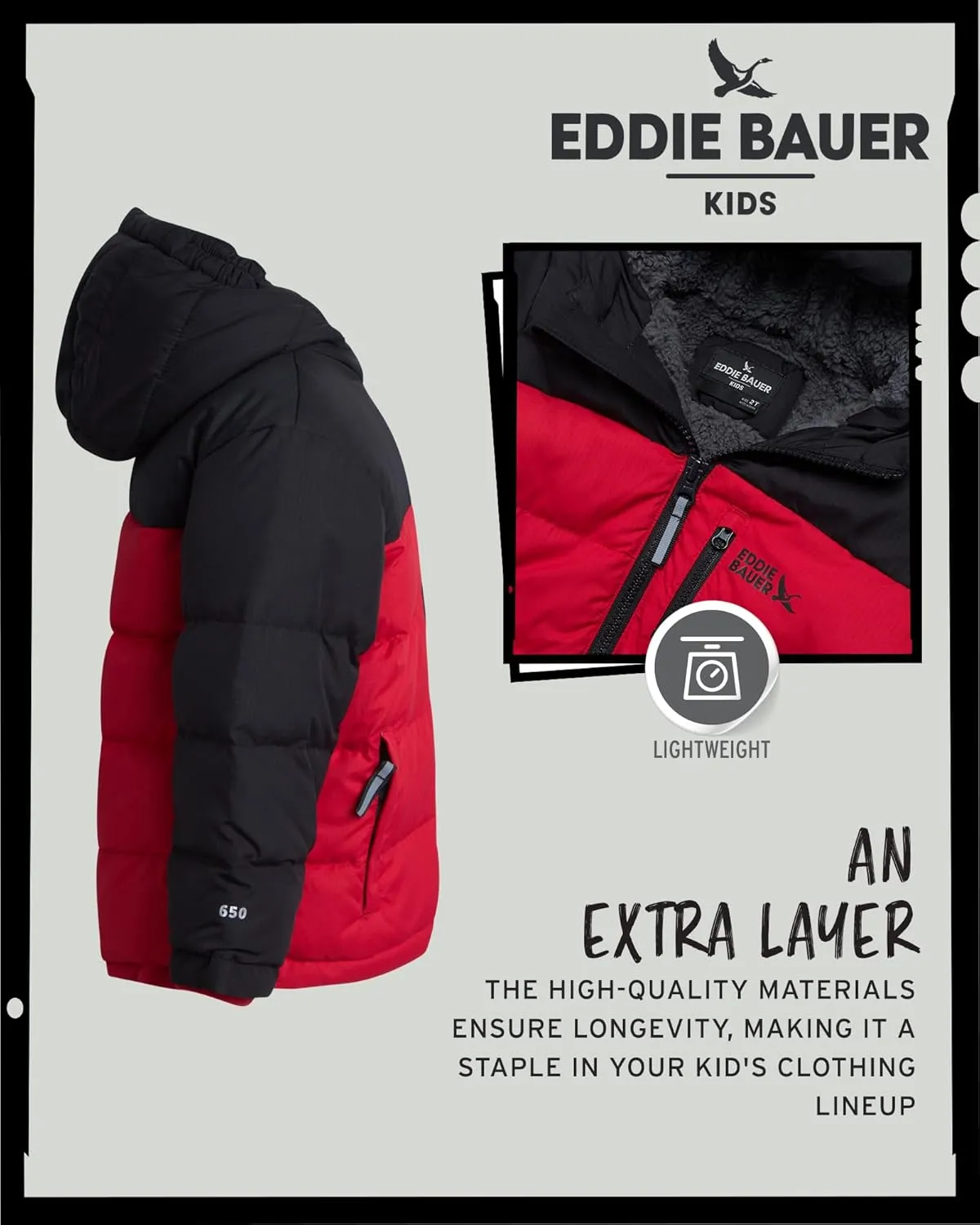 Eddie Bauer Toddler Winter Jacket - Heavyweight Quilted Down Jacket, Insulated Hooded Coat for Toddler Boys and Girls (2T-4T)
