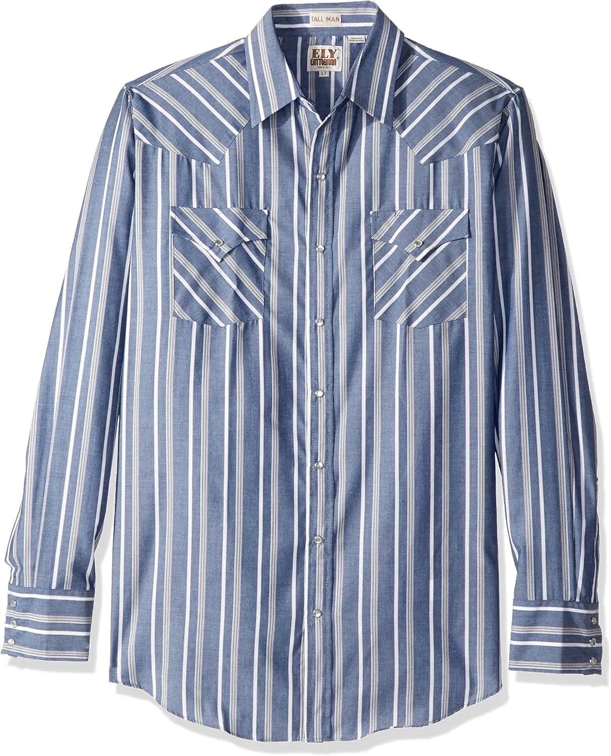 ELY CATTLEMAN Men's Long Sleeve Stripe Western Shirt