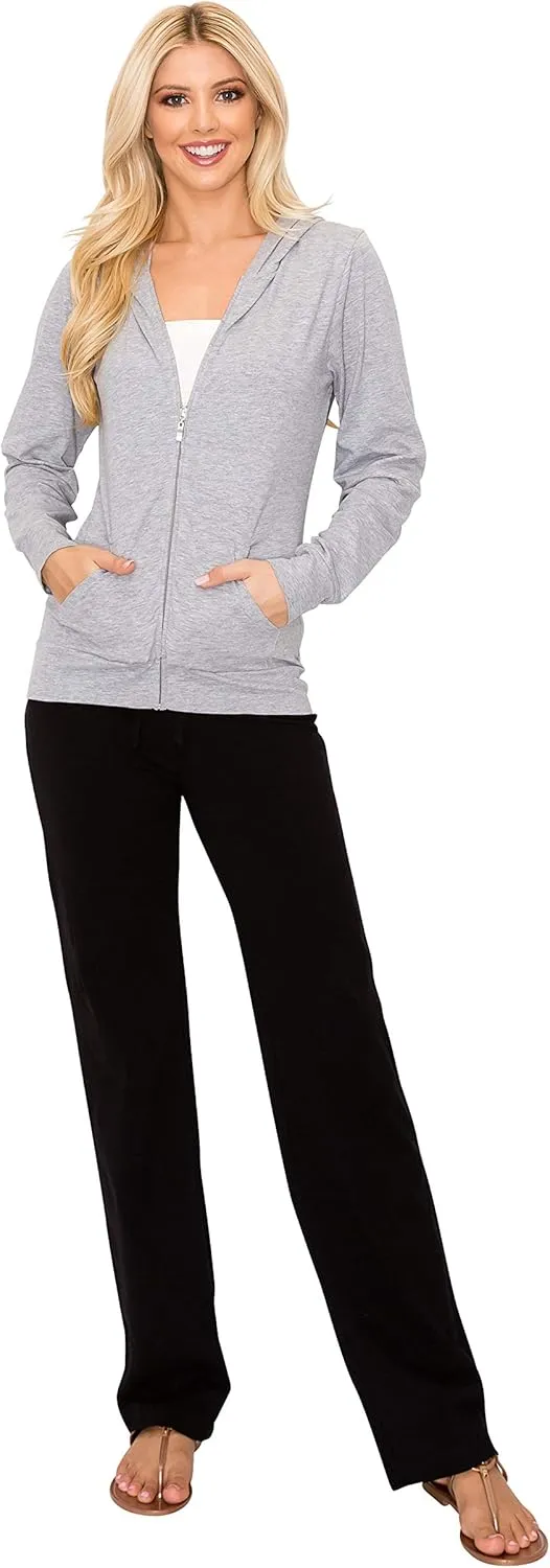 EttelLut Lightweight Comfy Cotton Casual Active Full Zip-up/Pullover Plain Hoodie Jacket