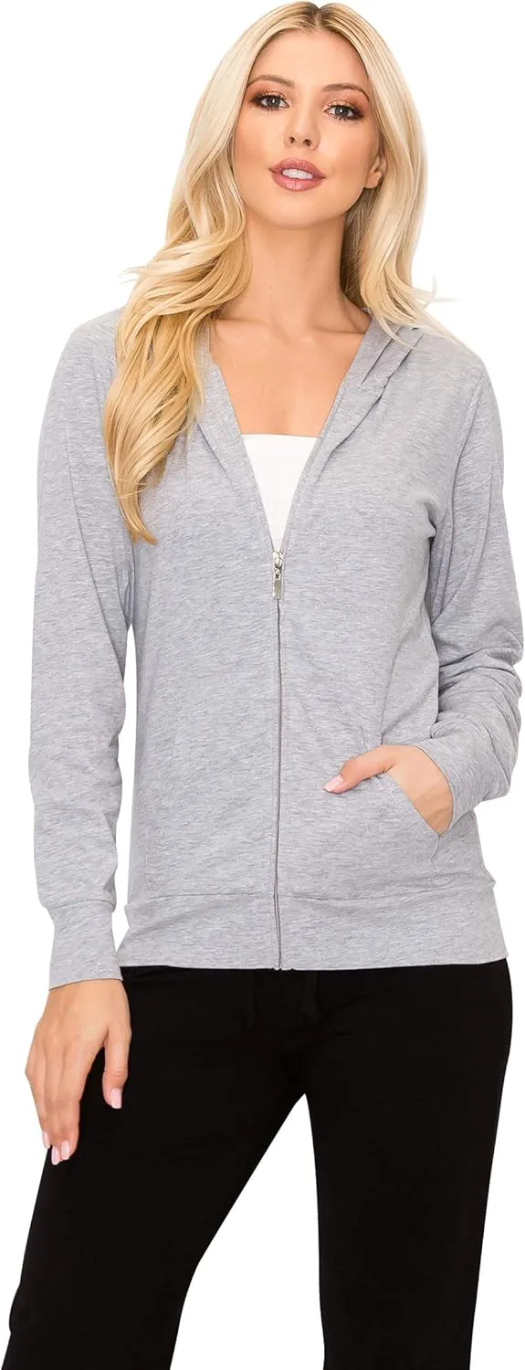 EttelLut Lightweight Comfy Cotton Casual Active Full Zip-up/Pullover Plain Hoodie Jacket