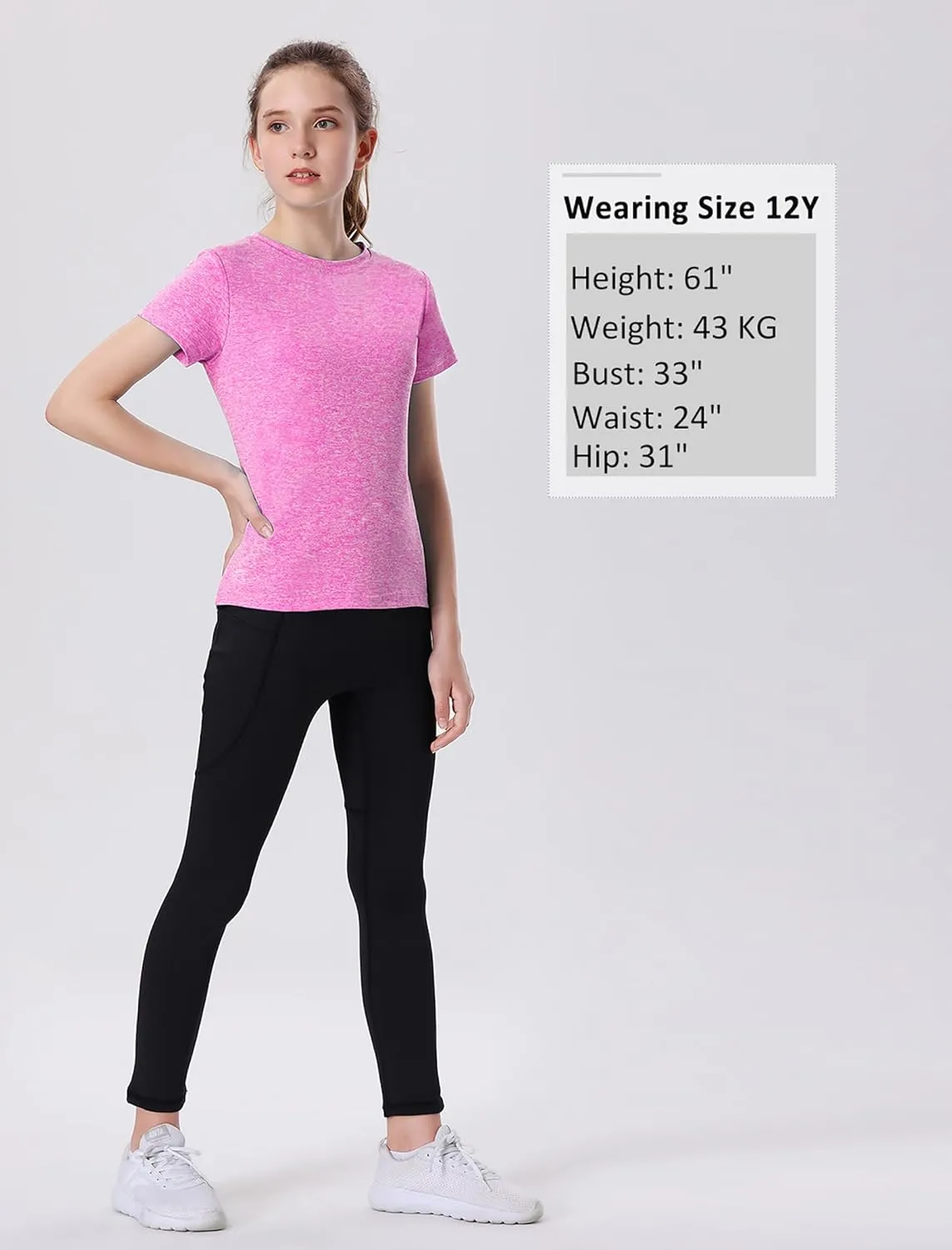 EXARUS 4 Pack Girls Athletic Shirts Quick Dry Short Sleeve Tshirts Crewneck Tee Workout Activewear Tops for Kids 8-16Y