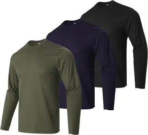 Facitisu Men Long Sleeve T Shirts Pack Quick Dry Athletic Running Activewear Workout Performance Tee Shirts