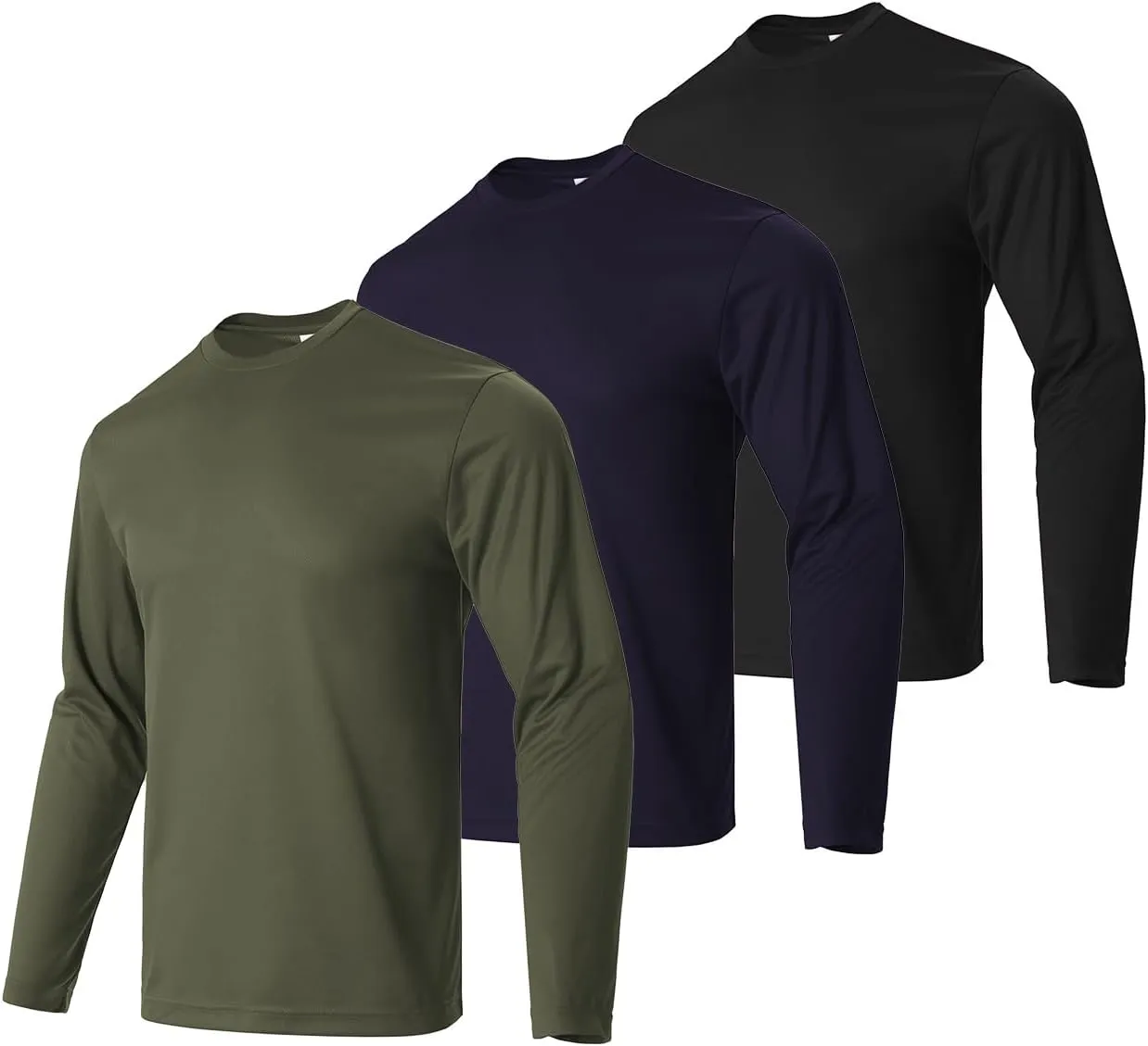 Facitisu Men Long Sleeve T Shirts Pack Quick Dry Athletic Running Activewear Workout Performance Tee Shirts