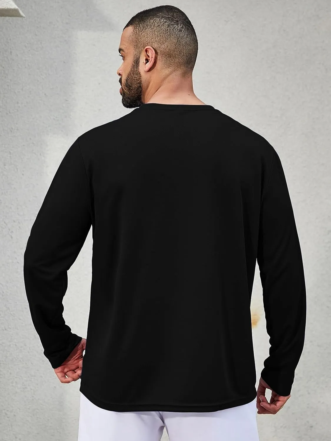 Facitisu Men Long Sleeve T Shirts Pack Quick Dry Athletic Running Activewear Workout Performance Tee Shirts