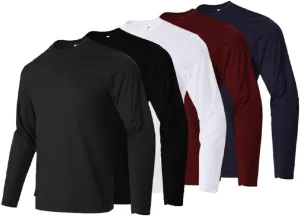 Facitisu Men Long Sleeve T Shirts Pack Quick Dry Athletic Running Activewear Workout Performance Tee Shirts